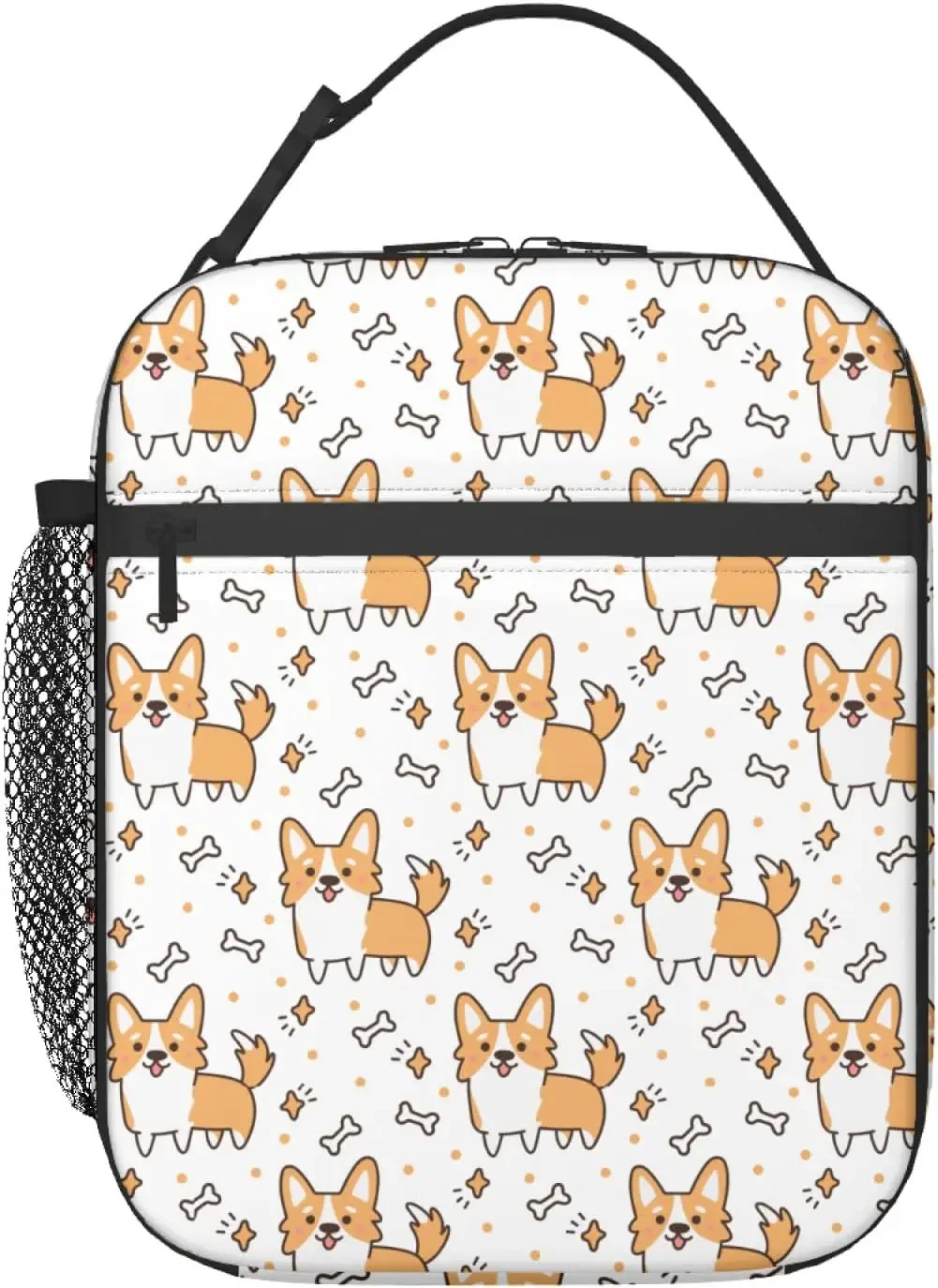 Cute Dog Corgi Lunch Bag for Men Women Insulated Portable Lunch Box Leakproof Reusable Cooler Tote Bag for Office Work Picnic