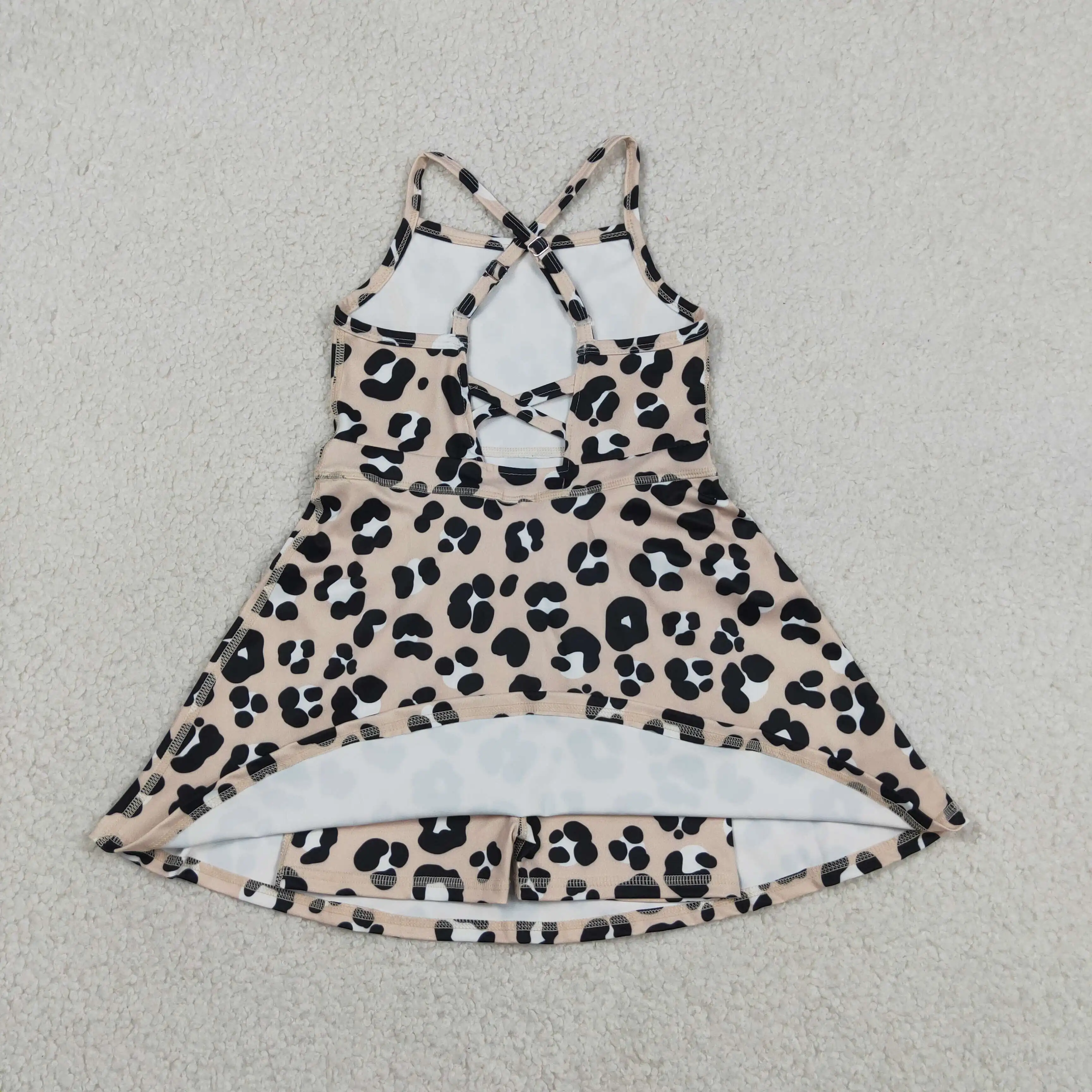 Wholesale Baby Girl Active Ruffle Clothing Infant Kids Sleeveless Leopard Skirt Shorts Toddler Skort Yoga Dress Clothes