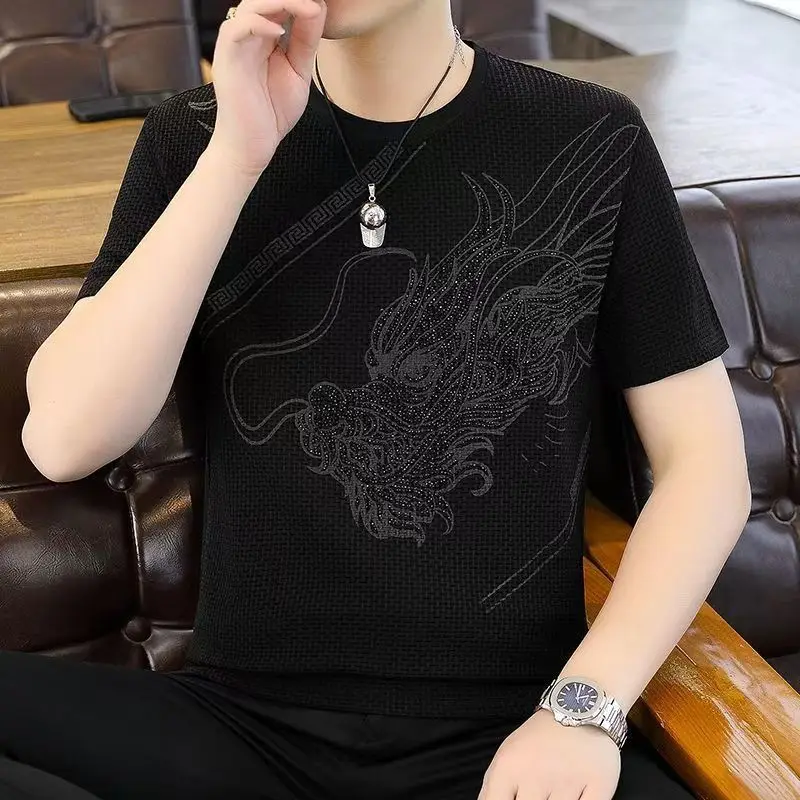 

Мужская футболка из ледяного шелка ort Sve round Ne Дышащая футболка большого размера f Sve Top Trendy Brand с вышивкой Body irt