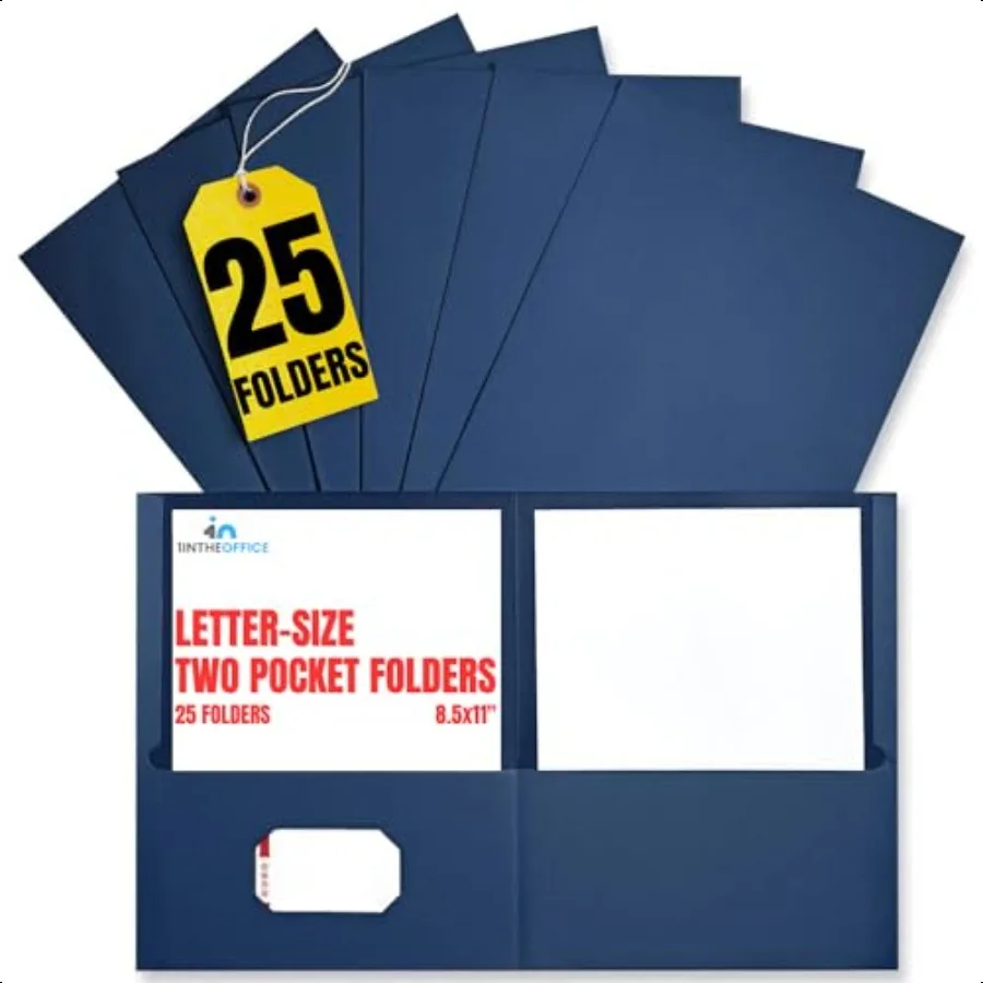 

2 Pocket Folders Pocket File Folders Letter Size Paper Pocket Folders 8.5 x 11 Dark Blue 25 Pack