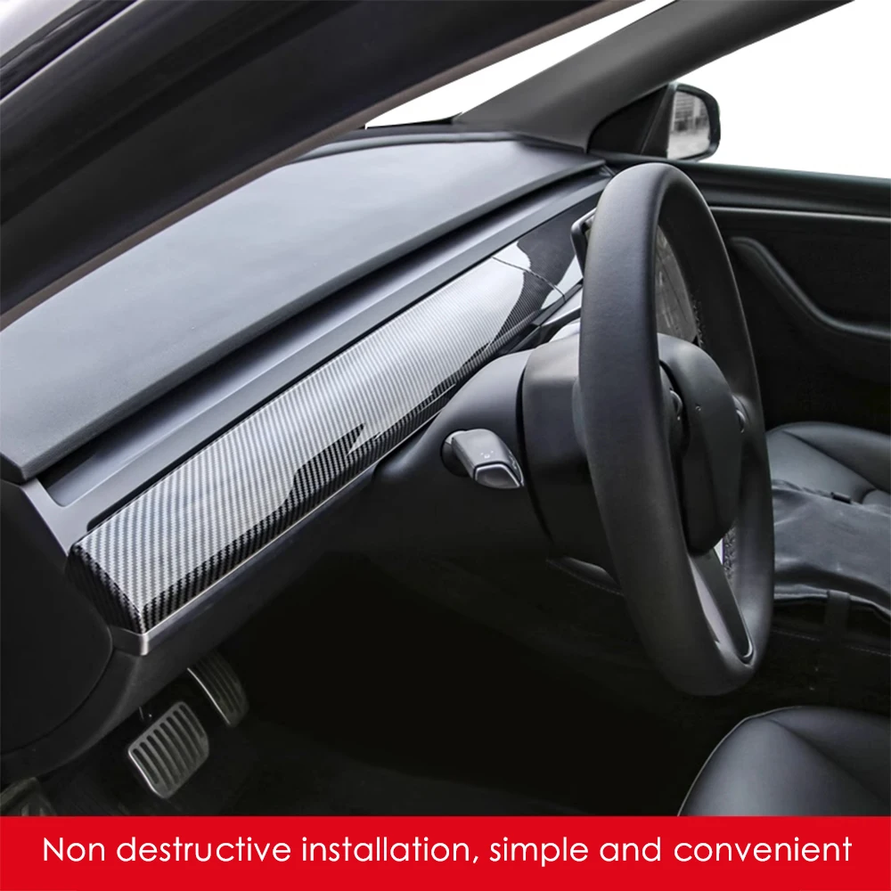 ل تسلا نموذج 3 نموذج Y 2021-2023 ABS غطاء لوحة القيادة الباب الكسوة ملصق تعديل اكسسوارات الديكور الداخلي للسيارة