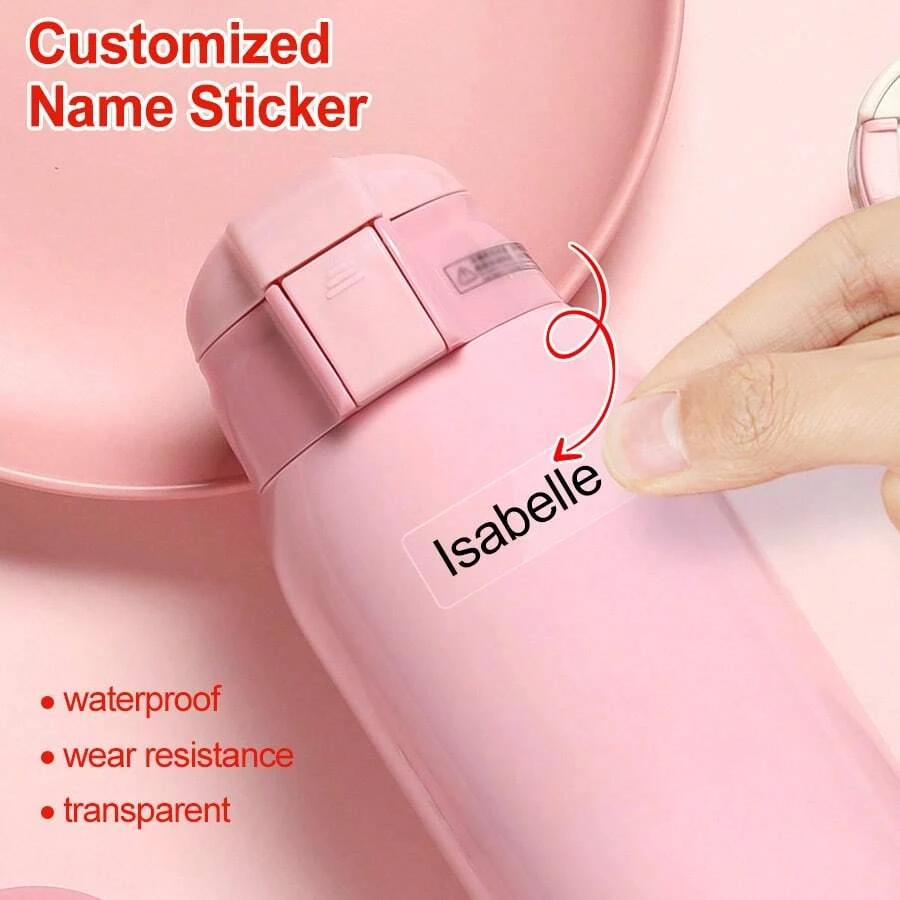 

3CM Custom Transparent Waterproof Name Labels For School Supply, Personalized Stickers For Water Bottle,Lunch Box,Personal Item