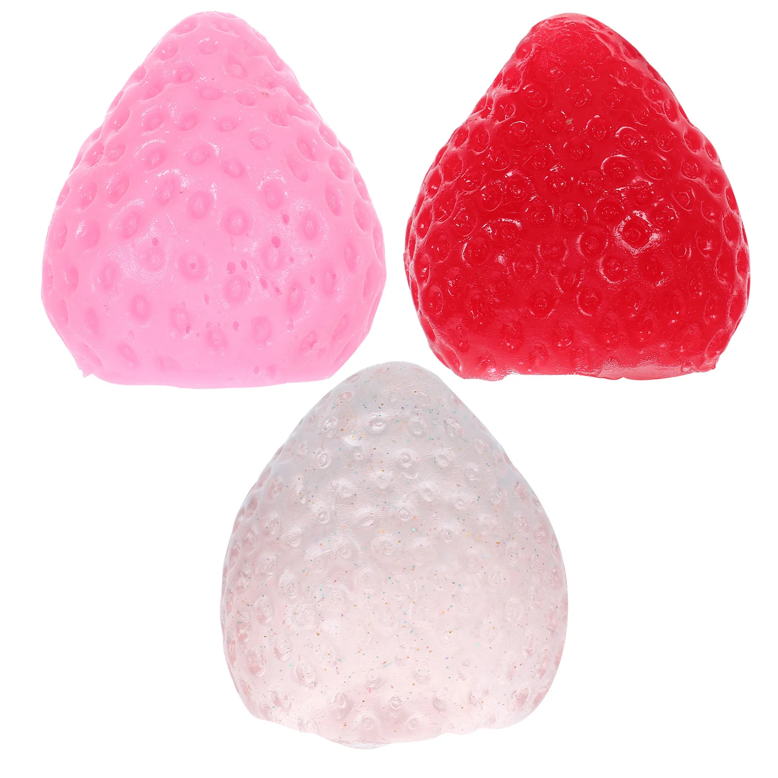 3 pezzi fragola antistress spremere palline in silicone realistico morbido squishy per ufficio casa divertimento giocattolo antistress spremere giocattolo