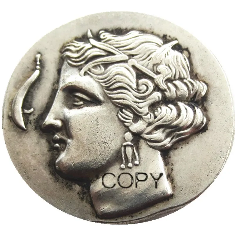 G(22)SICULO-PUNIC,Carthage,310 BC Tetradrachm Arethusa Silver Plated Copy Coin