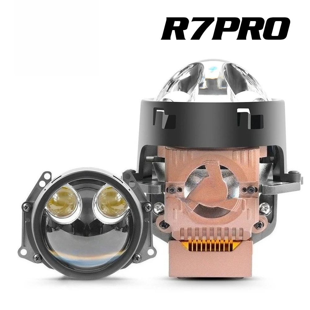 

New Short Size 3 Inch Bi LED Projector Headlight with Halo Ring, Dual Direct Beam Laser LED Lamp 320W High Low Beam Upgrade