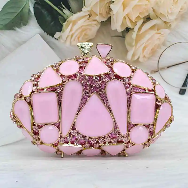 

Luxury Handbag Clutch Rhinestone Evening Bags Handmade Crystal Dinner Bag Diamond Clutch Purse Metal Chain Party Bags