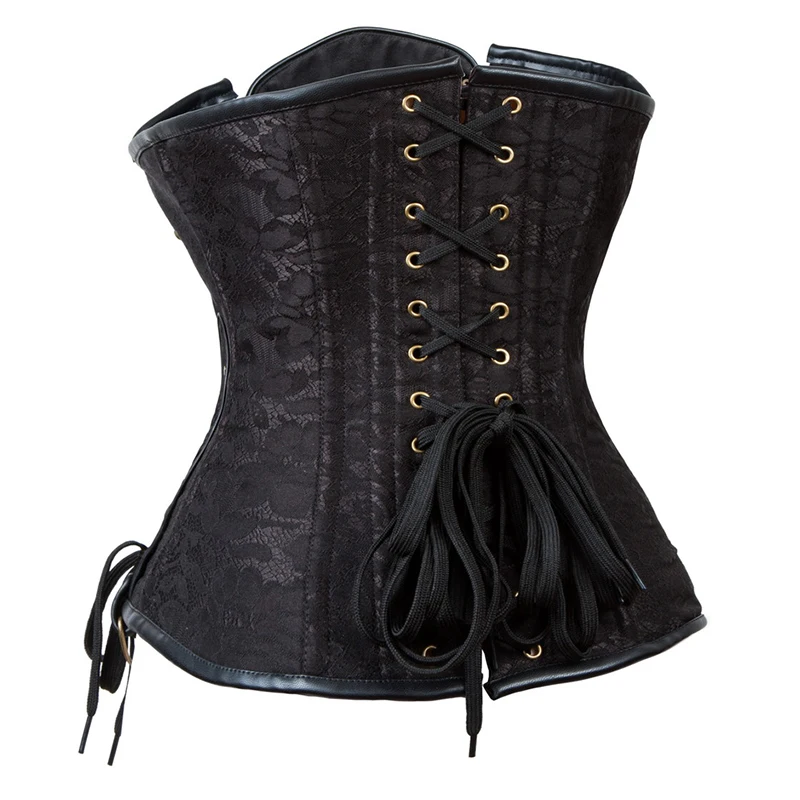 Braunes Steampunk-Unterbrustkorsett mit Stahlstäben, Taillentrainer für Damen, Shapewear, Bustiers und Korsetts, Gothic-Kleidung, Vintage-Korsett – Detail 10