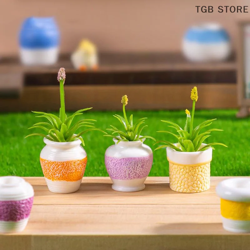 Juguete en miniatura para casa de muñecas, jarrón con estampado colorido, decoración artesanal para el hogar, juguete para juego para niños, Micro adornos para paisajismo, regalos, 5 uds.