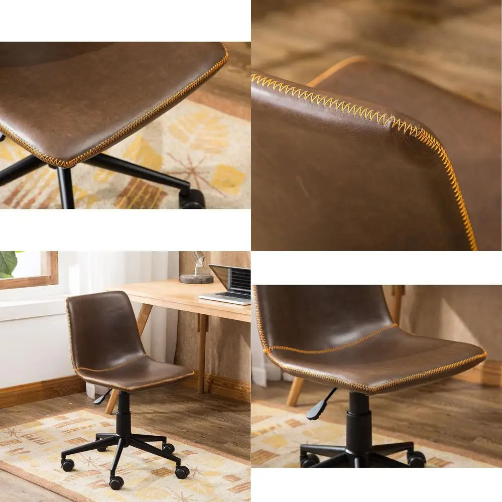 كرسي مكتب سيسينا من الجلد الصناعي يدور 360 درجة، بني #1