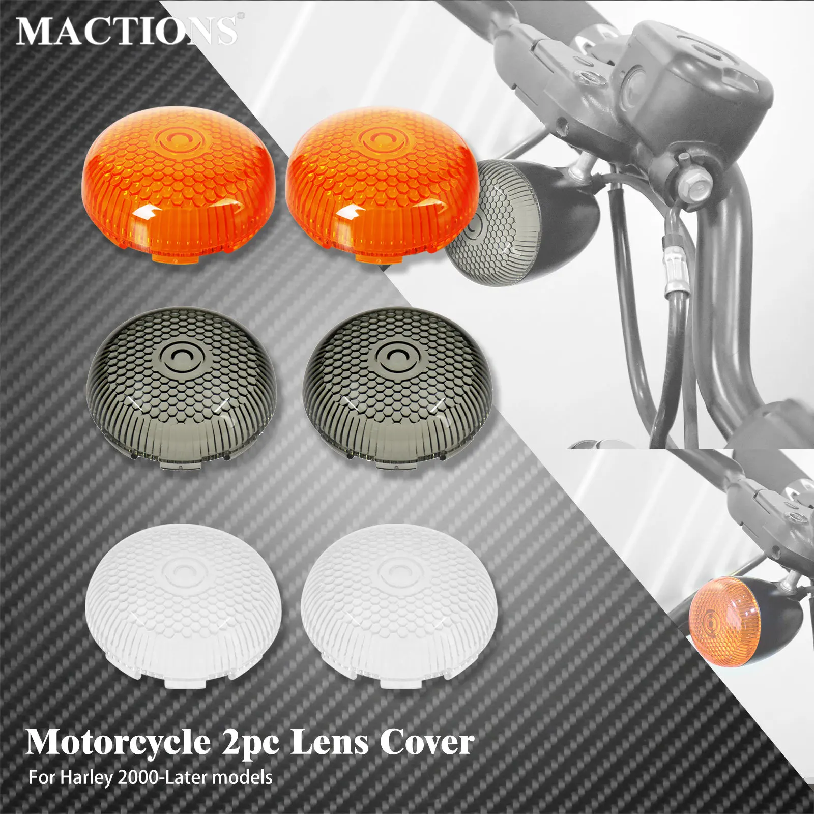 Motorcycle Red Somke Clear Orange Turn Signal Light Front Rear Bullet Lens Cover For Harley Touring Dyna Softail Sportster XL 72