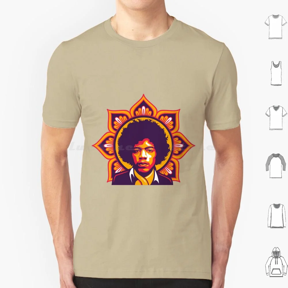 Jimi Flower T Shirt Big Size 100% Cotton Music 60S Jimis Cool Guitar 70S Psychedelic Hendrixs Father Psychedelic 60S Jimis