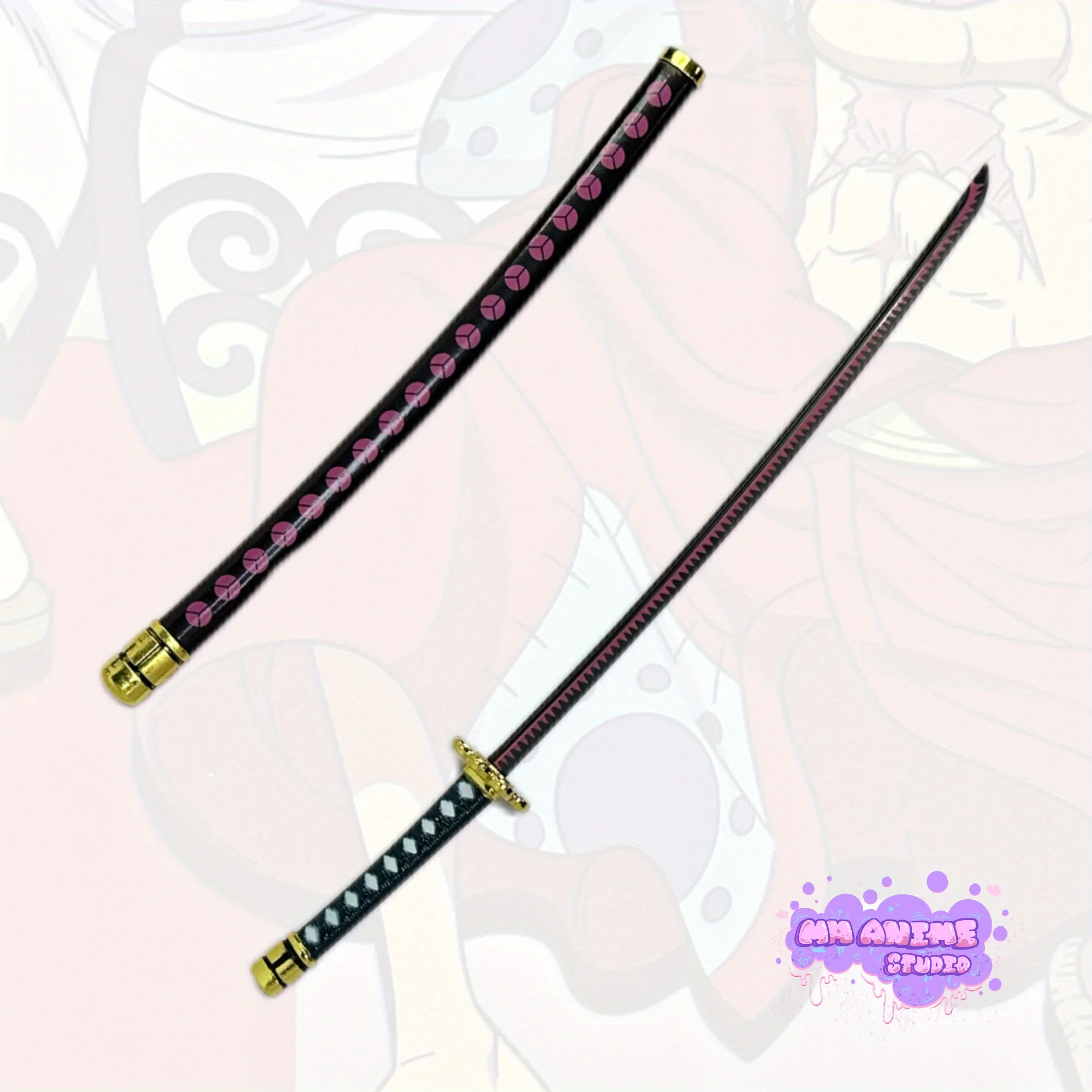 9.8inch Roronoa Zoro Metal Katana Sword Ninja Knife Japanese Katana Sabre Original Samurai Sabre Cosplay Accessories Prop Toy