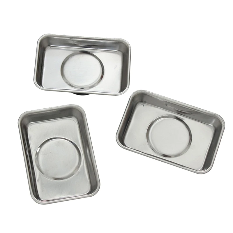 4 Inches Stainless Steel Magnet Trays Metal Parts & Tool Organization Durable