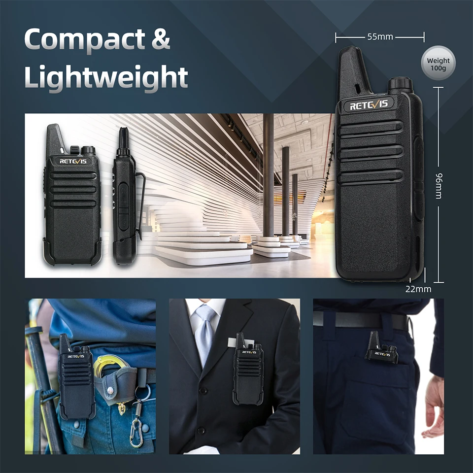 RETEVIS-Mini Talkie Walperforé PMR 446, Radio Portable Bidirectionnelle, PrintPTT, RT622, pour la html, 73RT22, 2 Pièces