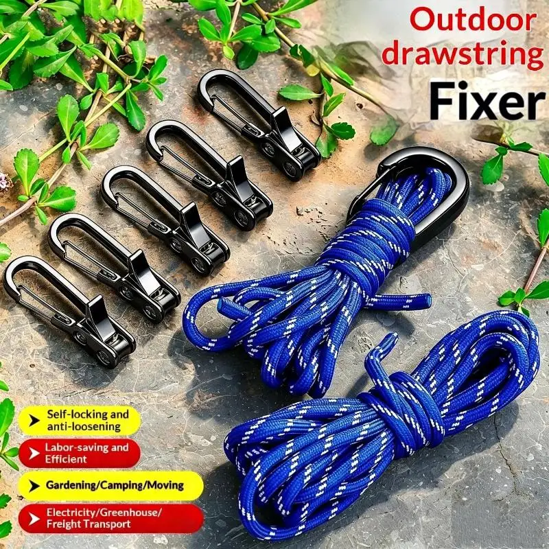 Rope Fasteners Tensioners with Alloy Carabiners Adjustable Straps 1/2/4/6Pcs for Travel Camping Tent Tarp Tie Down Outdoor Spor