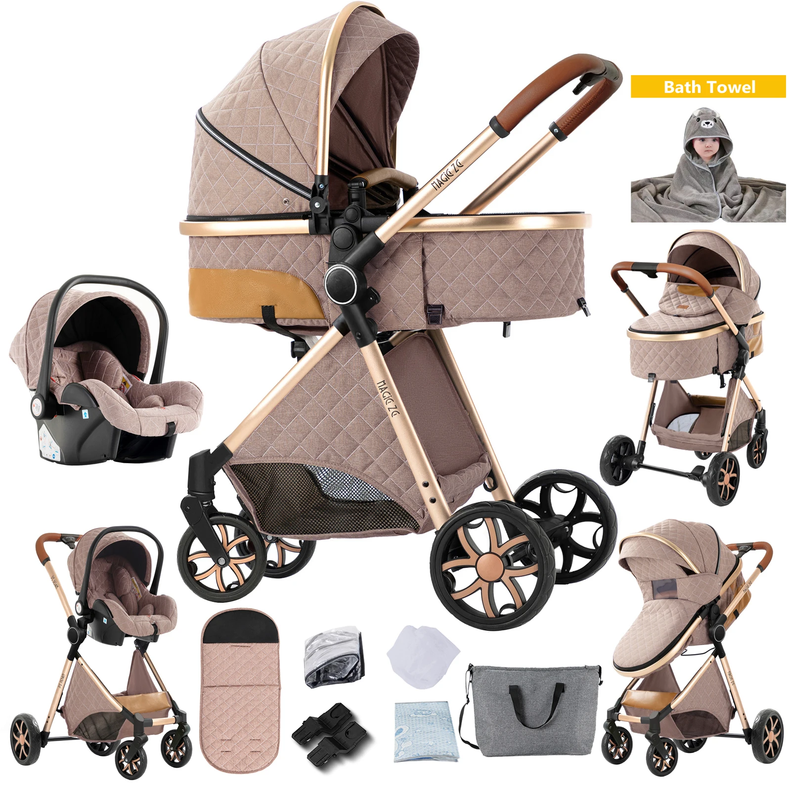 Poussette légère et portable pour bébé, système de voyage avec siège inclinable et panier de rangeme