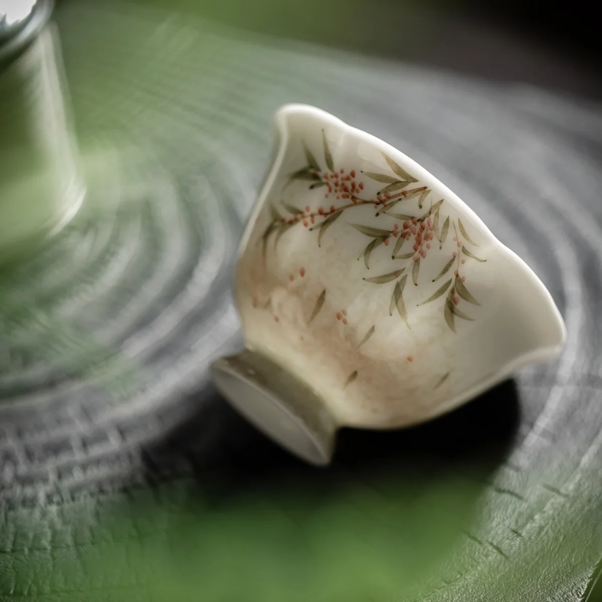 Tasse à thé en céramique peinte à la main, sous glaçure, abricot, conception de pluie, tasse unique pour service à thé Gongfu, cérémonie du thé chinois
