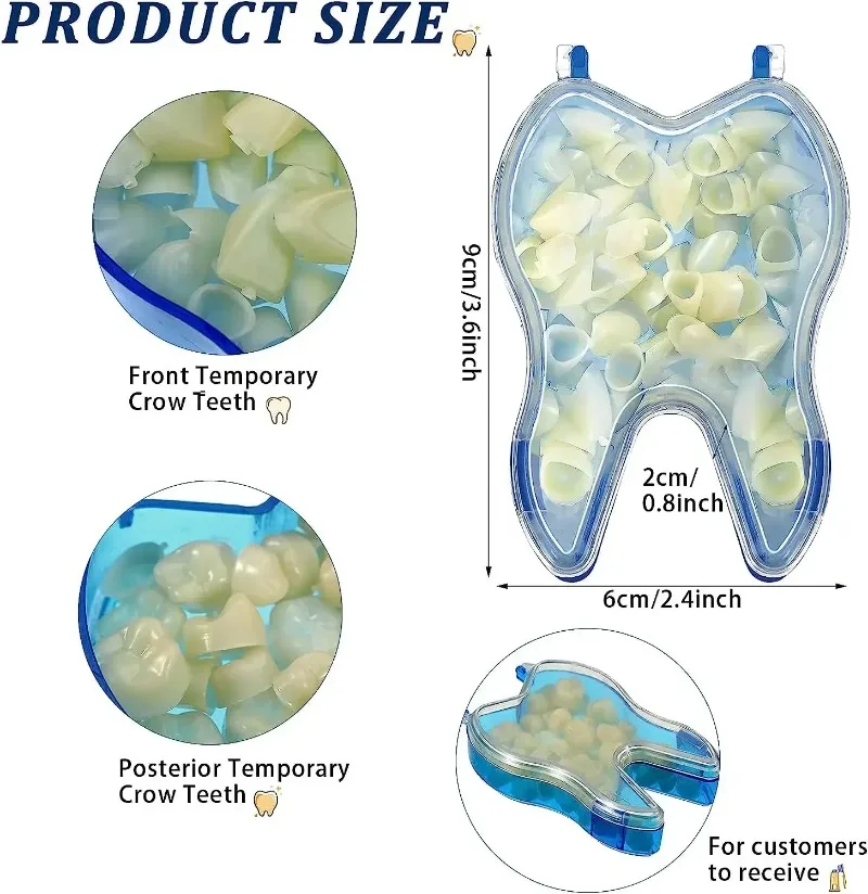 50 szt. Tymczasowa korona dentystyczna jednorazowe forniry na zęby impreza przebierana tymczasowe rekwizyty na protezy