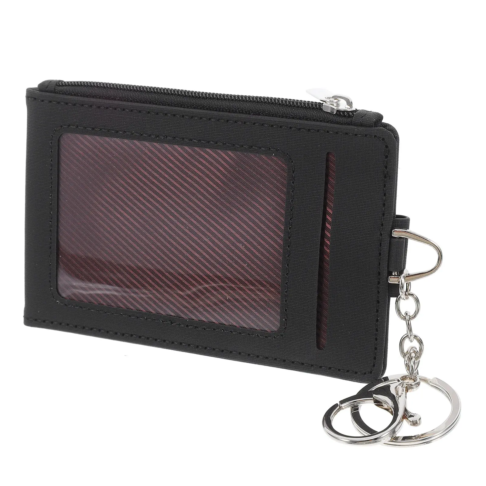 

PU Card Holder Keychain Wallet for Work Ids Business Cards Bus Pass Waterproof Keyring Small Credit Card Case Badge Sleeve