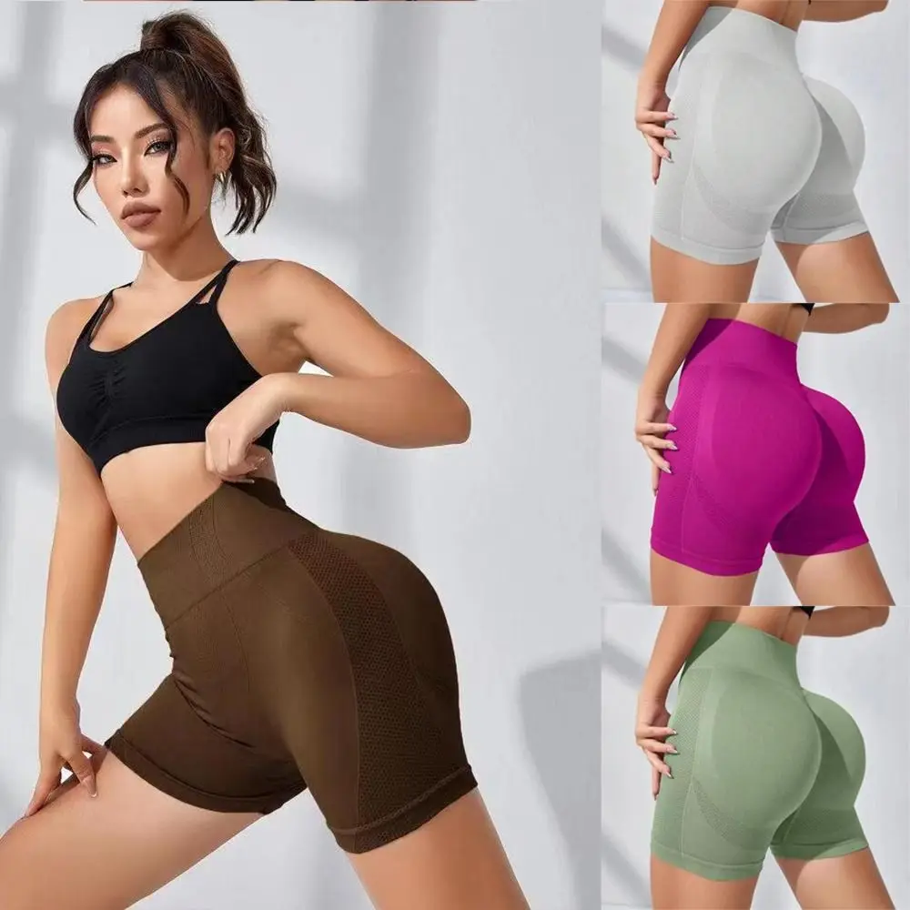 

Seamless Women Yoga Shorts Arse Lifting Tummy Control Ruched Booty Pants Stretch High Waist Stretch Booty Short Workout