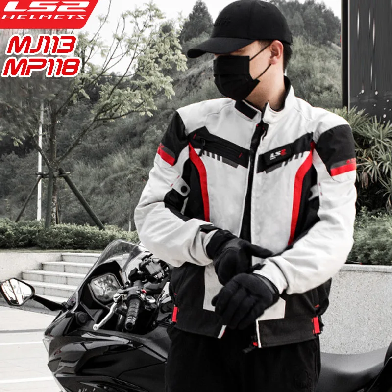 LS2 MJ113 Motorcycle Jacket Windproof Breathable Motocross Riding Jacket Clothing Men Anti-fall Reflective Motorbike Jacket