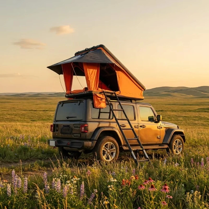 

2-3 Person Four-Season Hard Shell Rooftop Camping Tent Telescopic Ladder Automatic Opening Waterproof Double Layer for Pickup