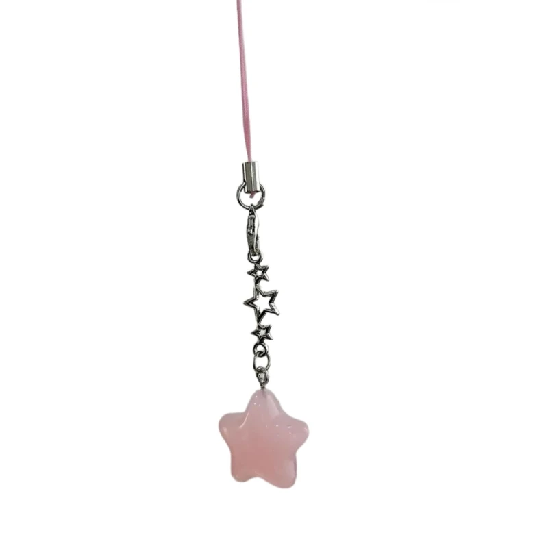 652F Llavero con cadena para teléfono móvil con dije estrella a accesorio, decoración personalizada para entusiastas