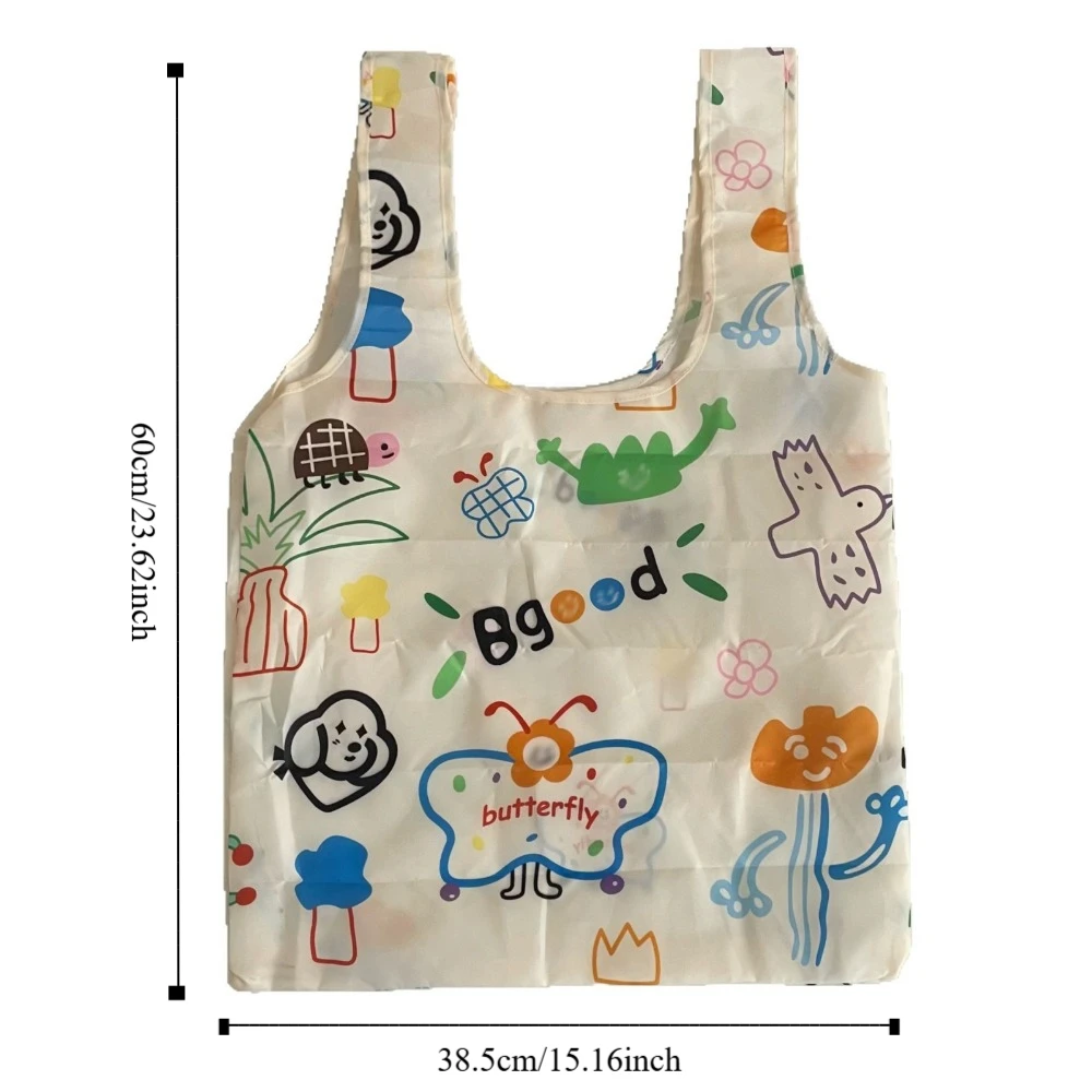 Creative Nylon Foldable Shopping Bag Storage Bags Tote Bag Cartoon Eco Bag Reusable Waterproof Travel Grocery Bag Snack