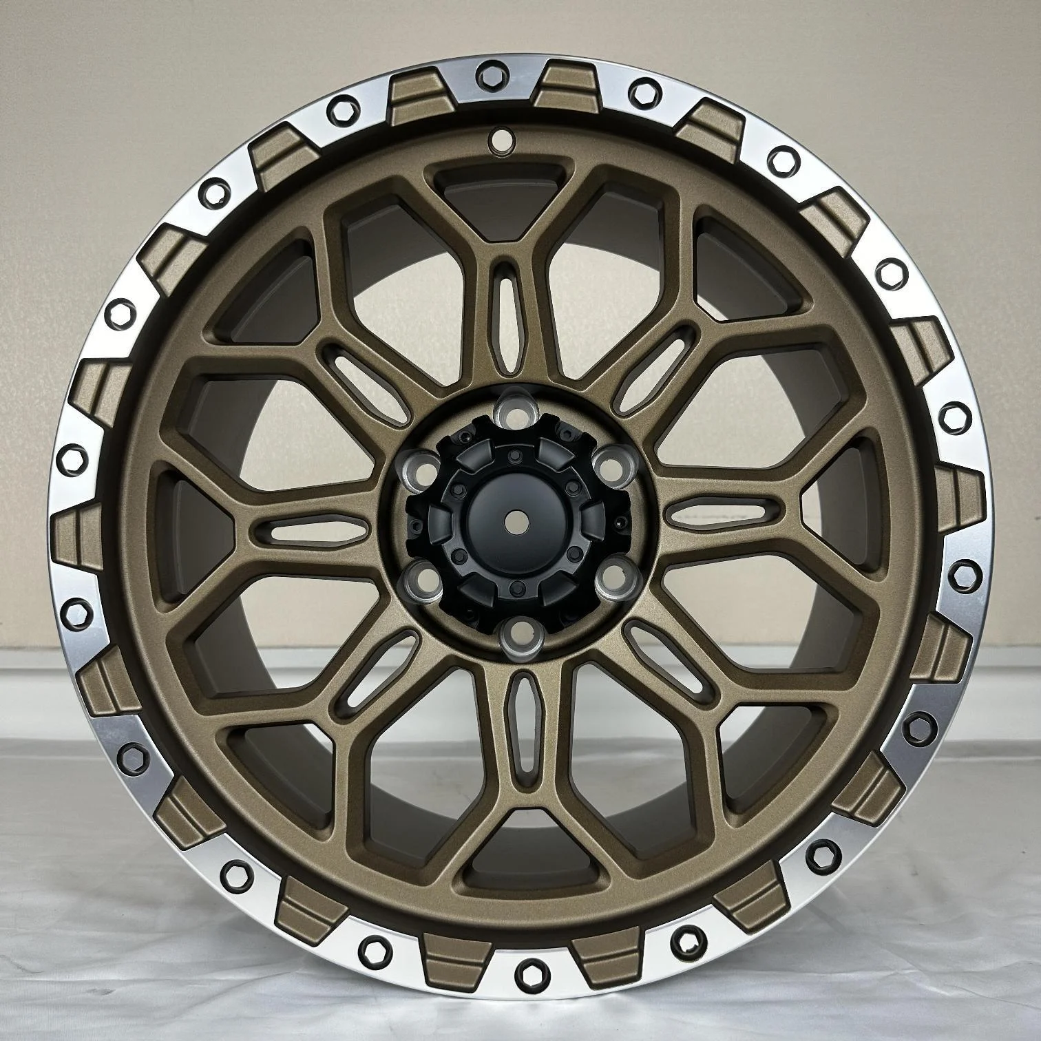 17x9.0J 5-6 Hole Universal Off-Road Alloy Rims, PCD 114.3/139.7 ET0-10, Black Machine Face Car Wheels