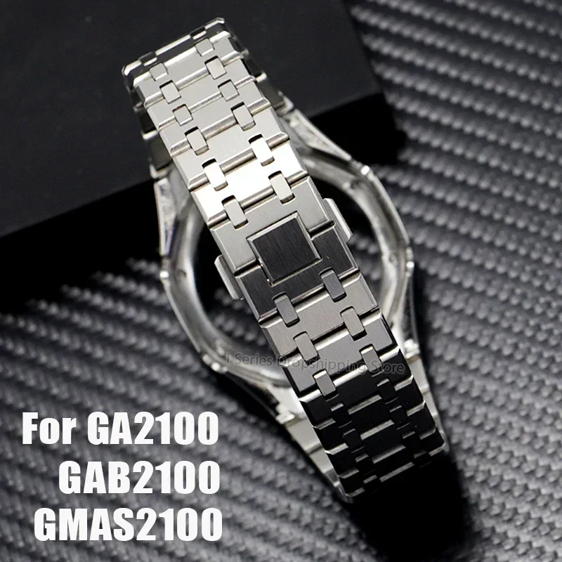 Gen4 5 Casioak Stainless Steel Case Strap for G-Shock GMAS2100 Mod Kits Modification Kit Metal Bezel Rubber Band for  GMA-S2100