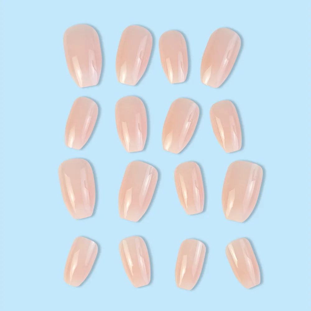 24 Pcs Ballerina Press On Nails Pink Gradient Fake Nails Glossy Artificial Finger Manicure Reusable False Nails For Women