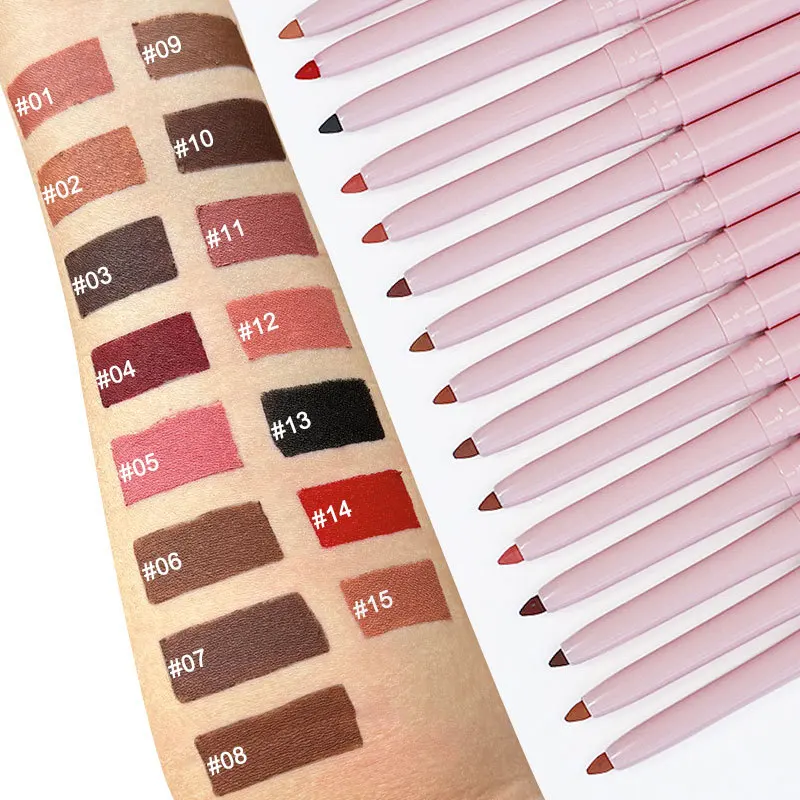 ฉลากส่วนตัวลิปไลเนอร์กันน้ําอัตโนมัติ Creamy Matte Lip liner Pencil