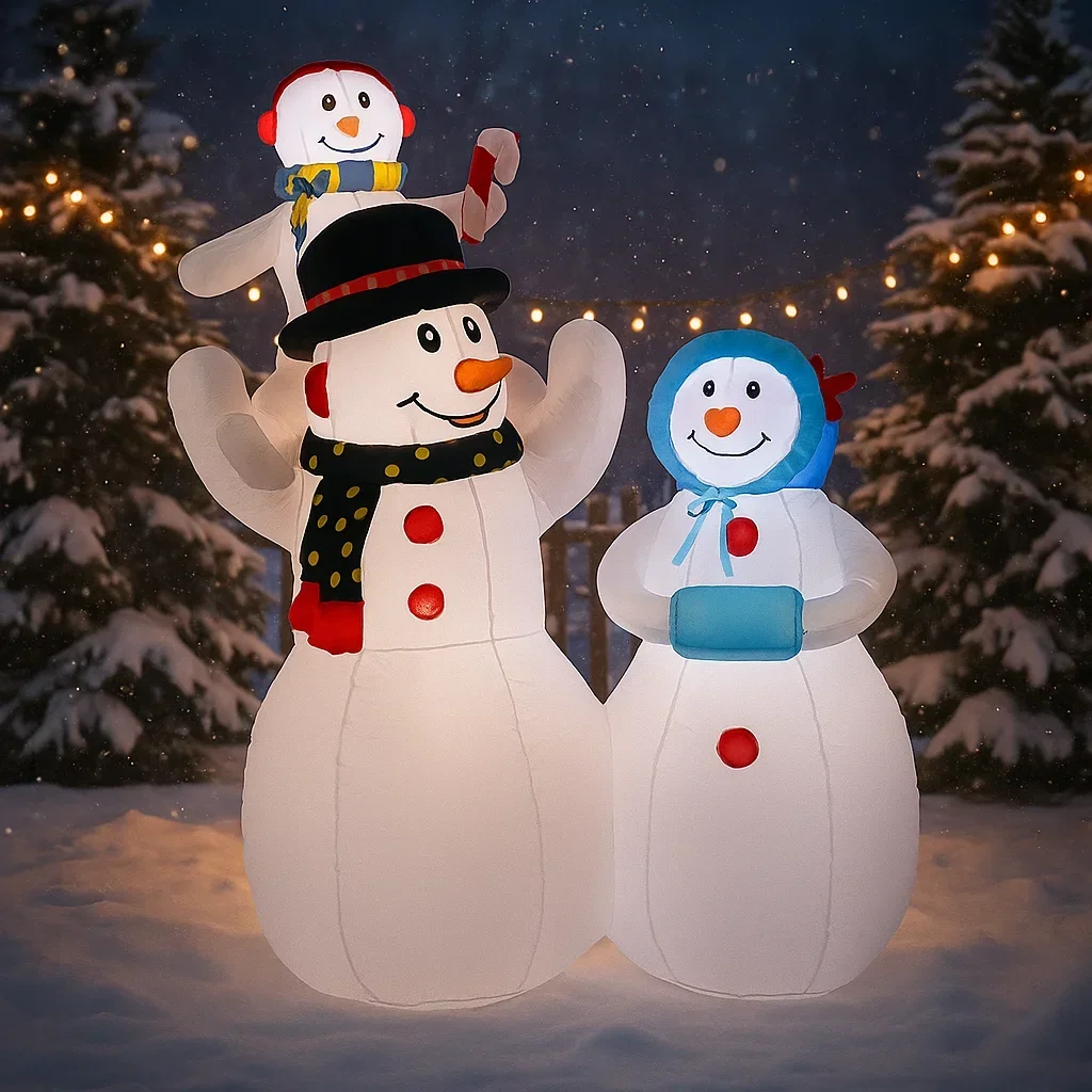 1.8m/6ft boneco de neve família ao ar livre decorações de casa de natal brinquedos infláveis com luzes led quintal enfeites de natal festa decoração diy