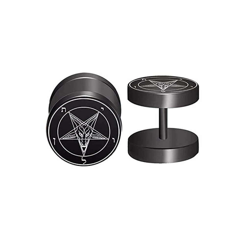 Men Lucifer and Satan Stud Earrings for Women Black Stainless Steel Unisex Jewelry for Man Woman Brincos Masculinos Gift