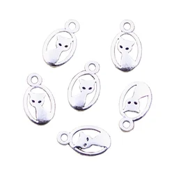 30pcs Charms Lovely Cat 16x9mm Antique Silver Color Pendants Making DIY Handmade Tibetan Finding Jewelry
