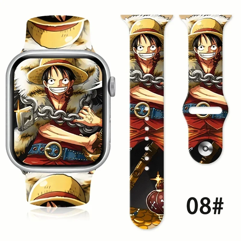 One Piece Luffy Band for Apple Watch 42mm 44mm 45mm 49mm 38mm 40mm 41mm Silicone Sport Solo Loop Strap for IWatch Series 8 7 6 5