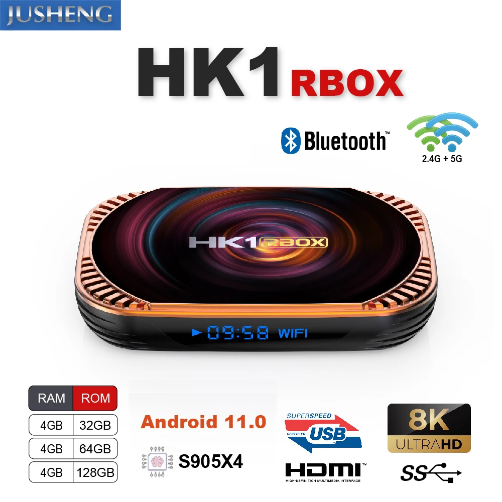 

HK1 RBOX X4 Android 11.0 Amlogic S905X4 Smart TV BOX 8K 4G 32/ 64/128GB 3D Wifi 2.4G&5G Support Google Player Set Top Box