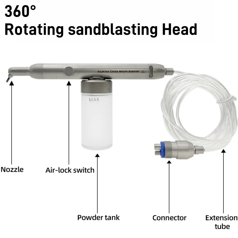 Dental Aluminum Oxide Micro Blaster, Interface Microetcher Sandblasting Alumina Gun, Air Abrasion Polisher