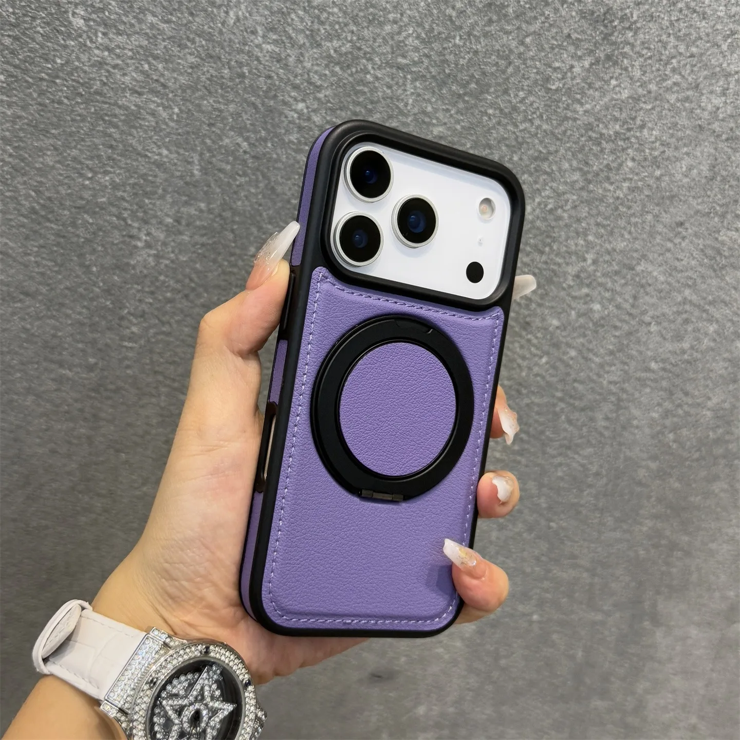 17 ProMax Wax PU Leather Magnetic Charging Phone Case For iPhone 14 15 16 Plus 17 Air 11 12 13 Pro Max 360° Rotating Stand Cover