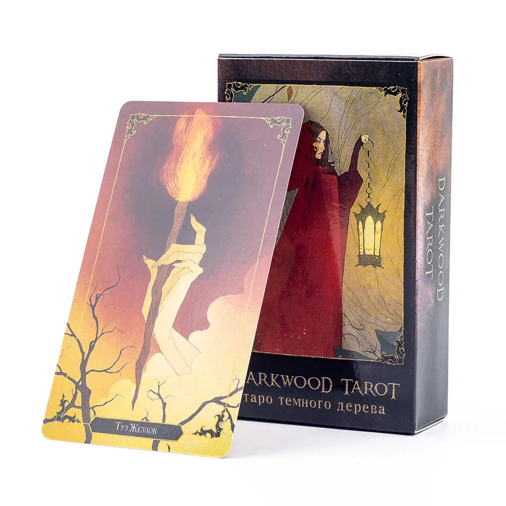 

Таро темного дерева Таро из темного дерева 78 Колода карт Russian Visions Divination Edition Колода для настольных игр 10,3x6 см