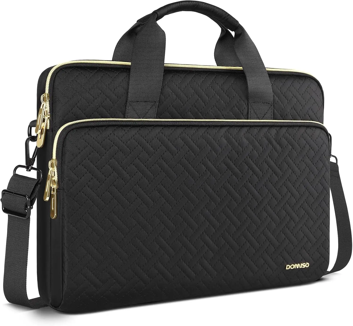 17-inch Waterproof Laptop Sleeve with Shoulder Strap, Compatible with HP Dell ASUS Lenovo Chromebooks, Black