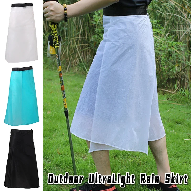 

15D Nylon Silicone Waterproof Rain Skirt Hiking Split Raincoat UltraLight Rain Pants Outdoor Sports Half Poncho with Storage Bag