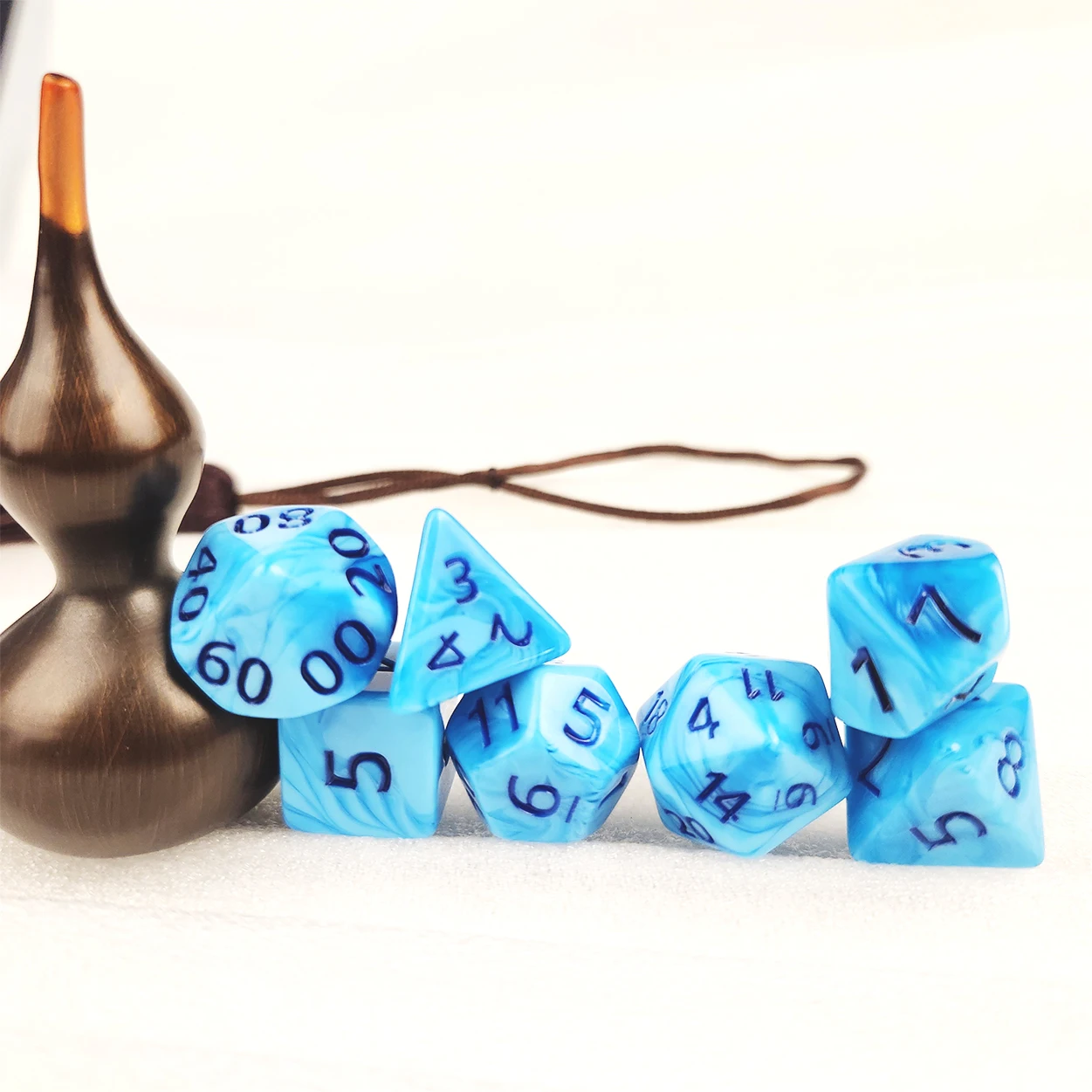 

7pcs rare uneven blue acrylic dice set, preferred dice for players in Dungeons&Dragons, role-playing and other games