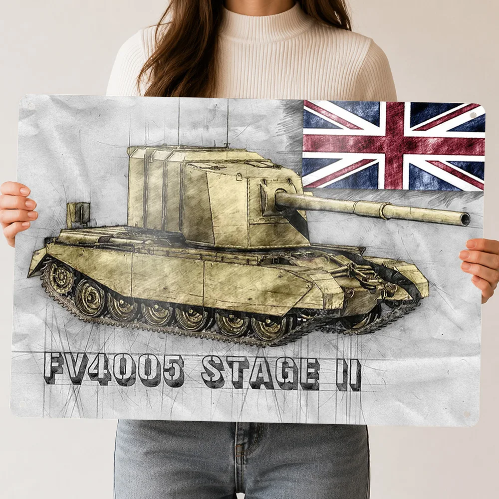 FV4005 Stage II Poster Retro 3D Printed Metal Signs Customized Wall Hanging Gift for House Bedroom Decoration Room Accessories