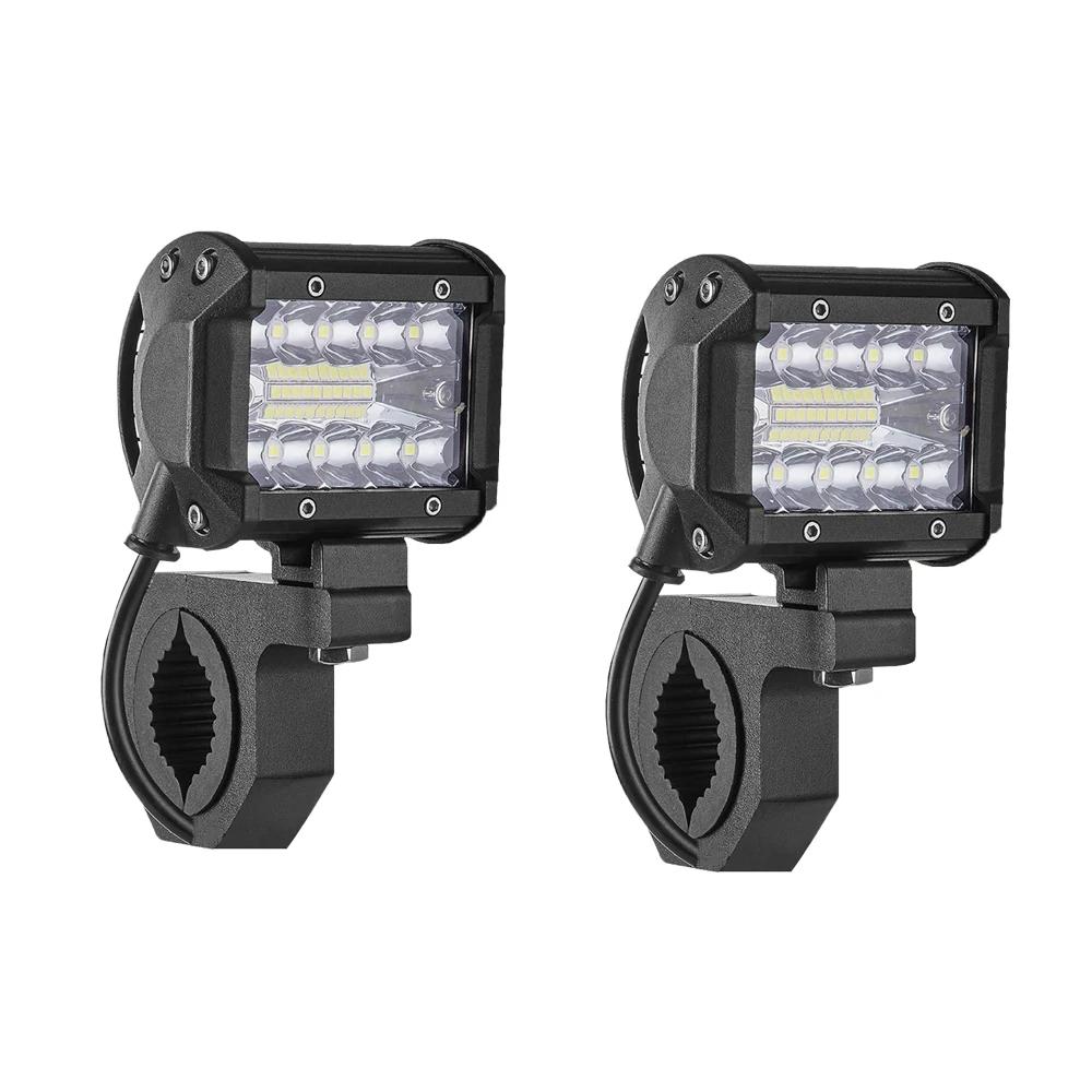 

4Inch LED Work Light Bar with Mounting Bracket Tube Clamp Wiring Harness Spot Flood Fog Lamp Offroad Truck 4x4 UTV ATV 12V 24V