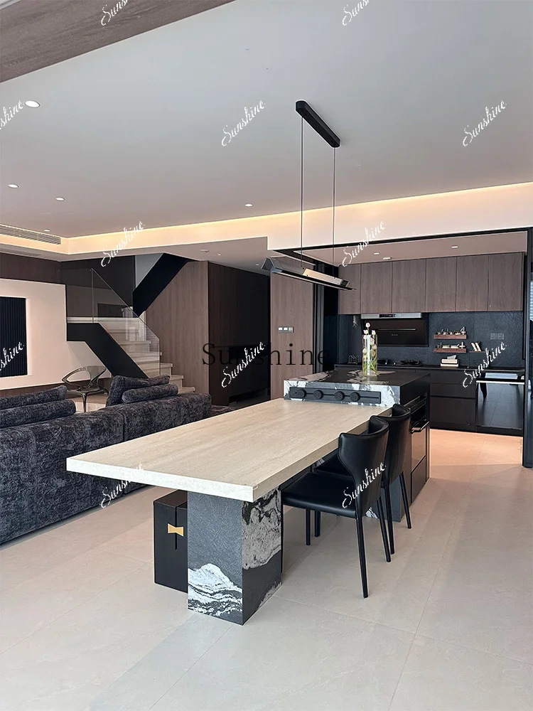 Telescopic rock slab island dining table integrated modern simple small apartment home guide multi-function  FT