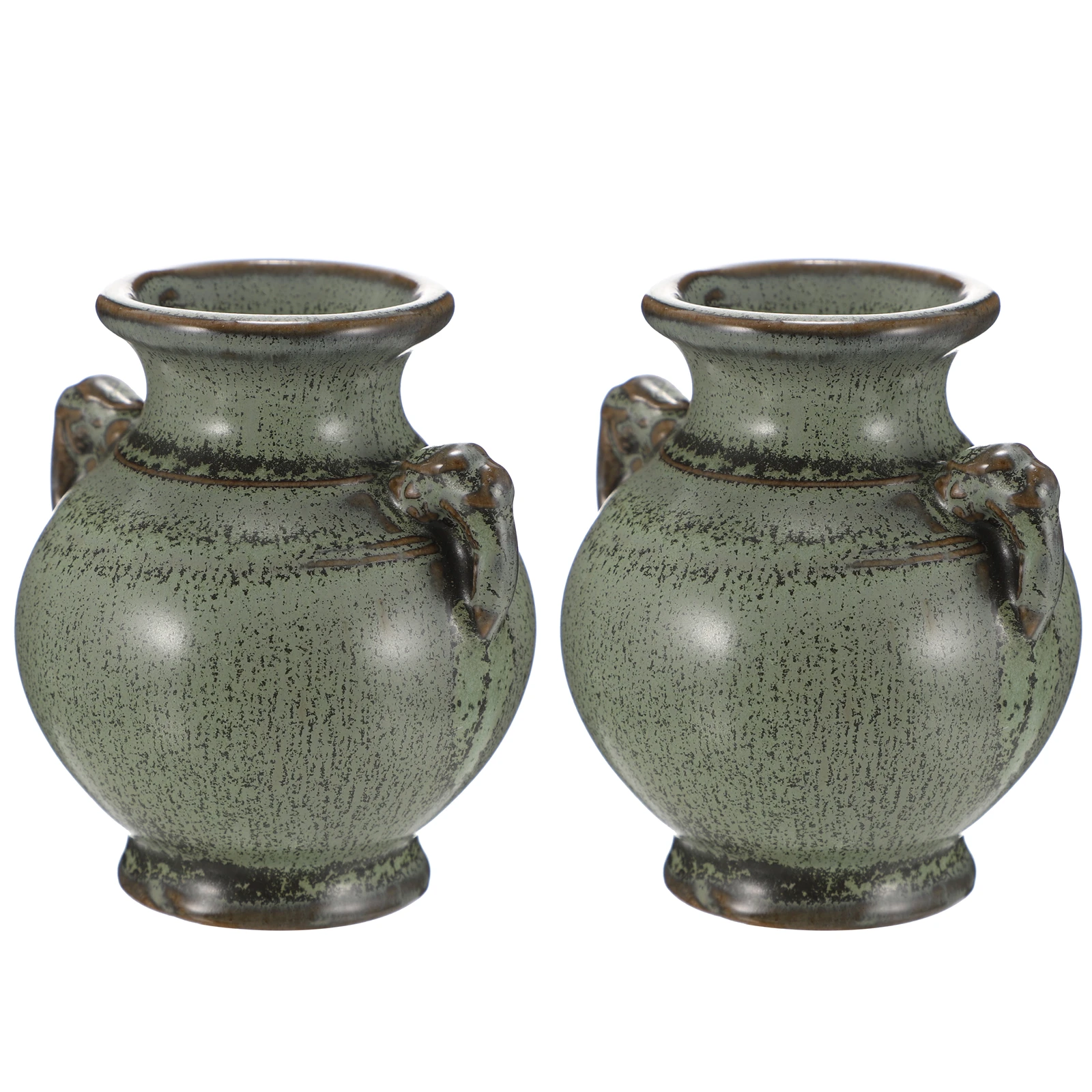 

2 Pcs Living Room Decor Vase Office Decoration Small Rustic Vases for Green Vintage Wedding