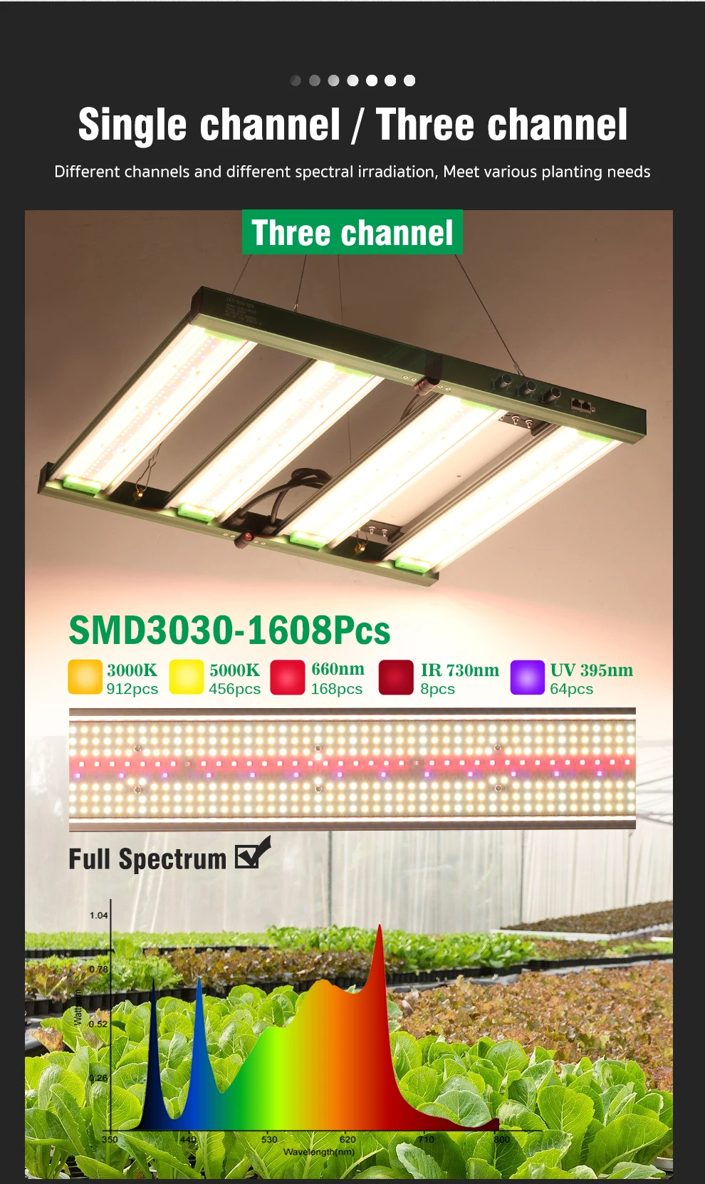 Vollspektrum-LED-Pflanzenlampe SMD3030 400W 650W 800W 1200W 3000K 5000K Rot IR UV Licht 1650Umol/ ㎡ Pflanzenlampe mit hohem PPFD für Pflanzen – Detail 6