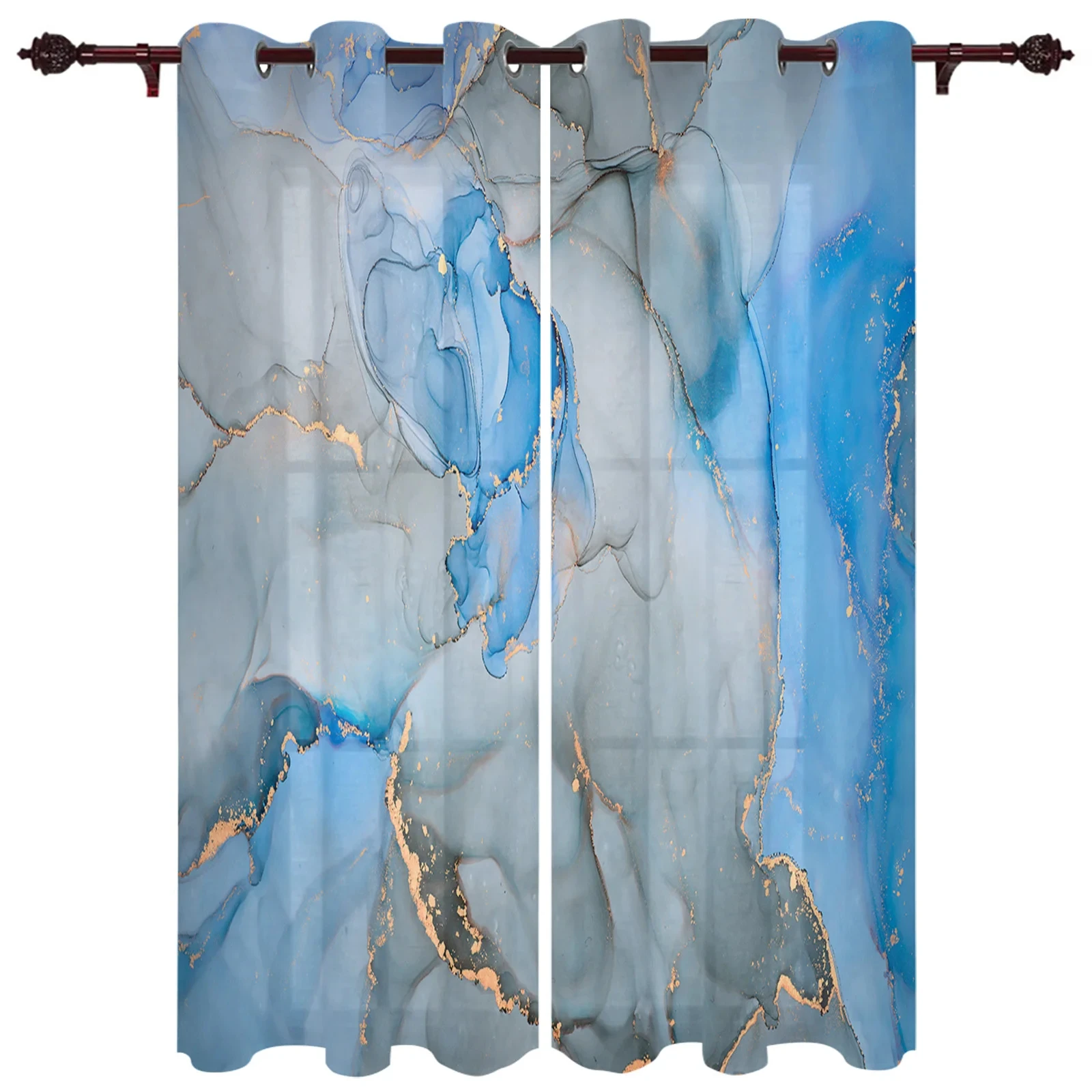 

Marble Texture Gradient Window Curtain for Living Room Bedroom Drapes Home Decor Kitchen Blinds Curtains cortinas Rideaux 2pcs