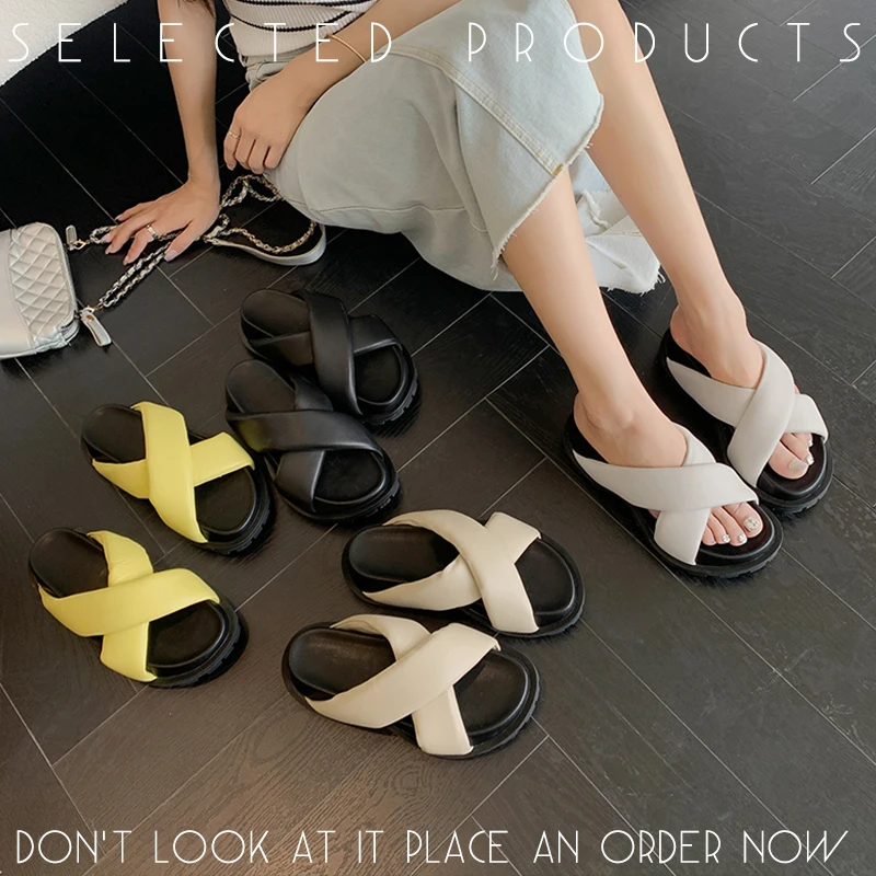 2026 new summer women sandals natural leather 22.5-25cm sheepskin+microfiber cross-tied platform high heel women slippers